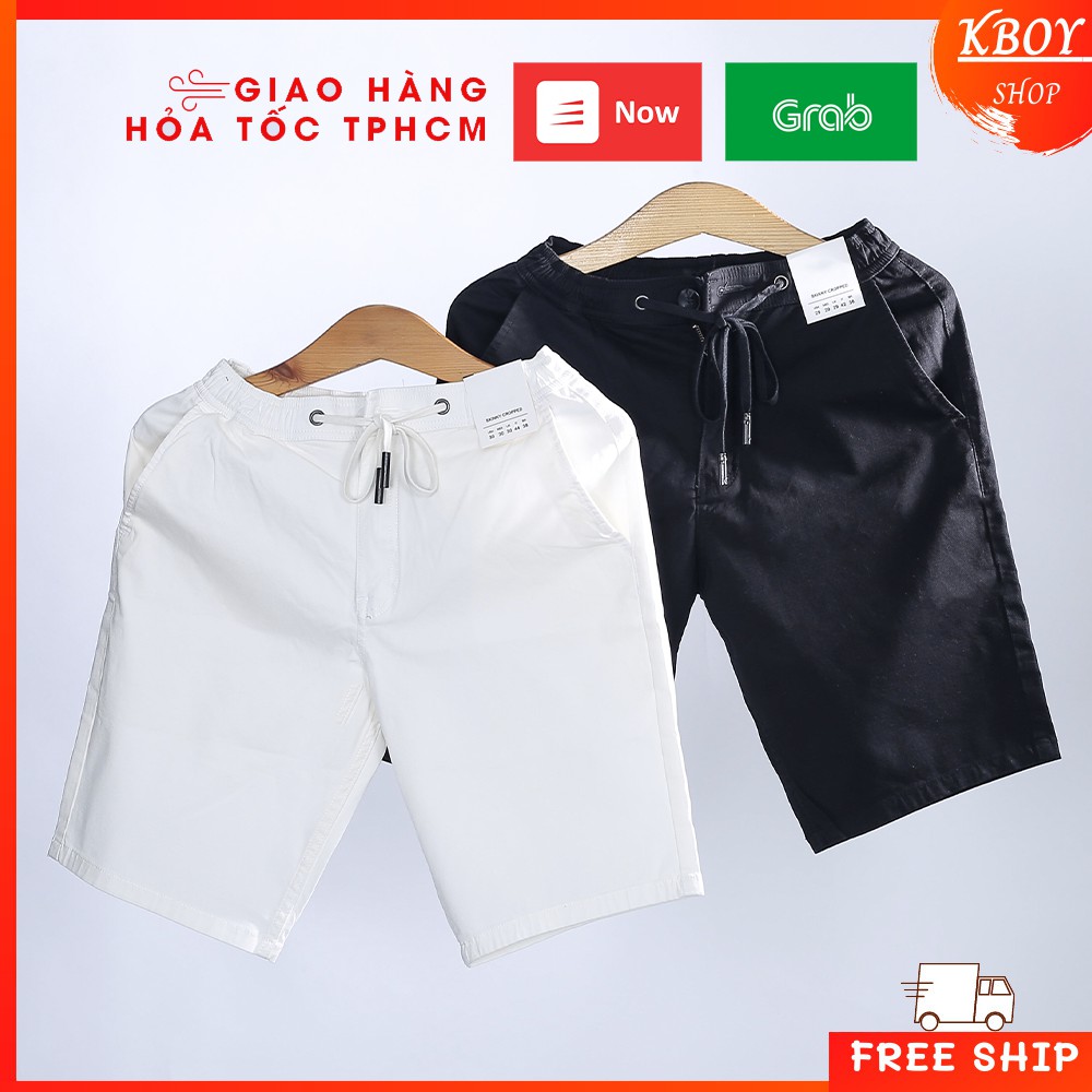 Quần Short Lưng Thun Nam Kboy Shop Kaki Lưng Thun Ống Rộng Ngắn co giãn big size đi biển, mặc nhà - Q07
