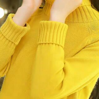 Áo len trơn cổ lọ dài tăng dáng ôm mùa đông