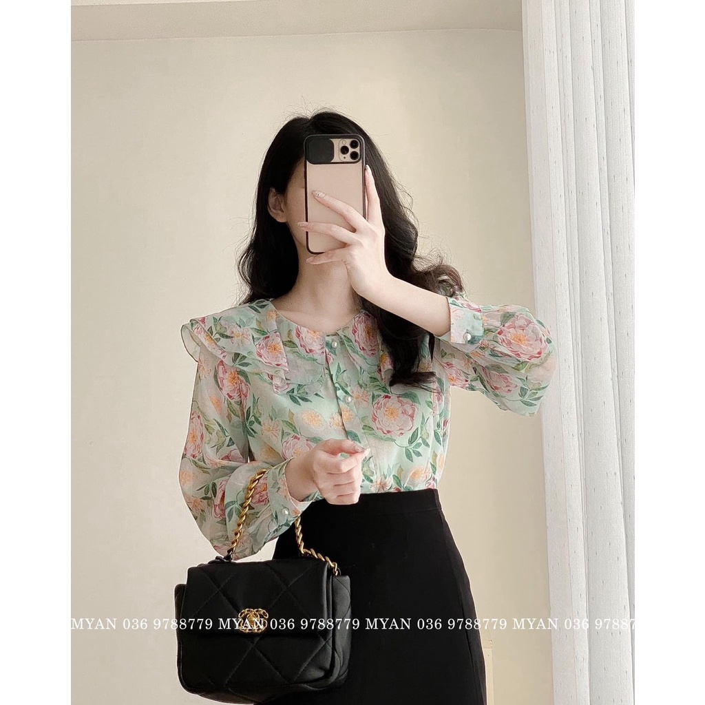 Bán Sỉ Áo sơ mi cổ bèo kẻ sọc xanh chất đũi xốp cho nữ- kèm ảnh thật