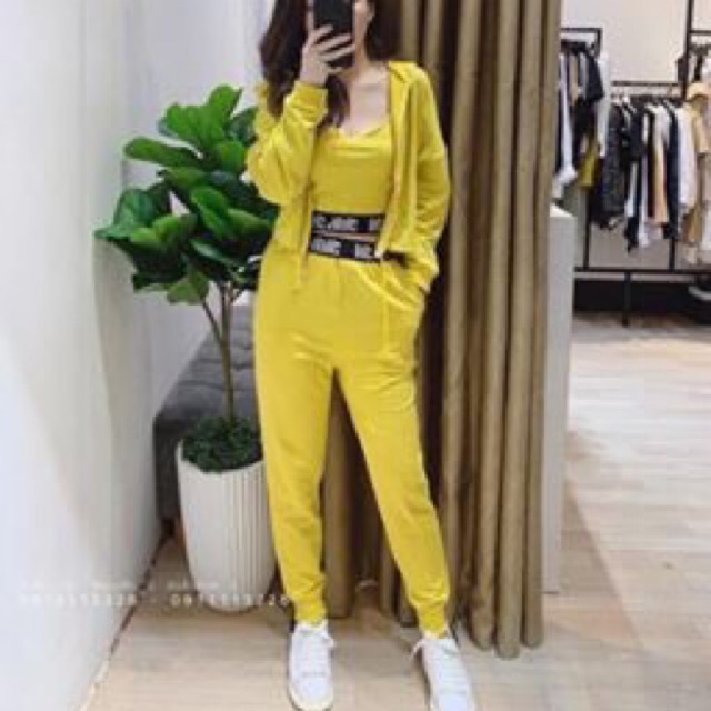 Set bộ thể thao 3 món (vàng, đen)