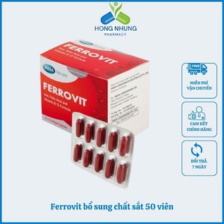 Viên bổ sung sắt ferrovit hộp 50 viên dùng cho phụ nữ có thai, người thiếu máu cho thiếu sắt