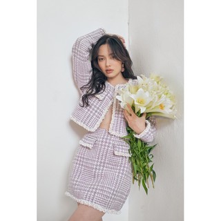 Set trang phục áo croptop và chân váy mini cạp cao màu tím lilac Date Night - DEVONS STUDIO