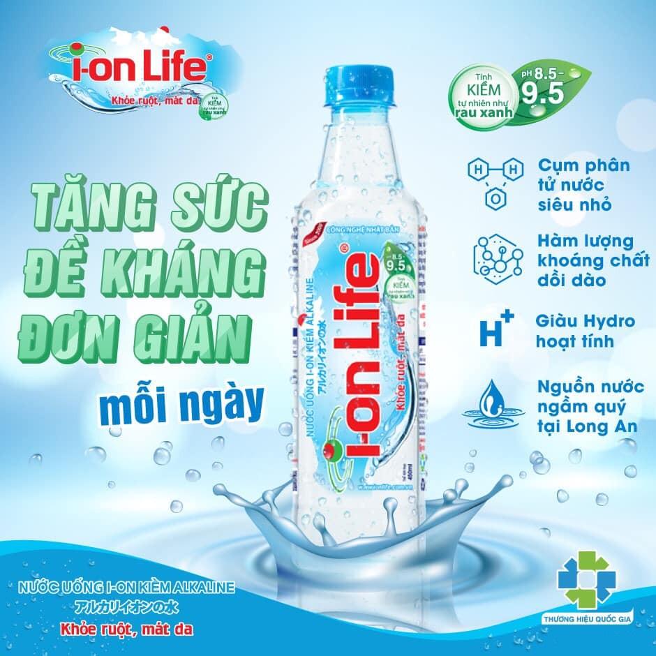 Thùng 24 chai nước uống i-on kiềm Akaline I-on Life 330ml/chai