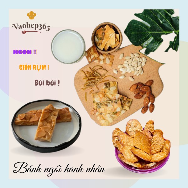 Set Nguyên Liệu Bánh Ngói Hạnh Nhân giòn rụm, bùi béo, thơm ngon 500gr Vaobep365