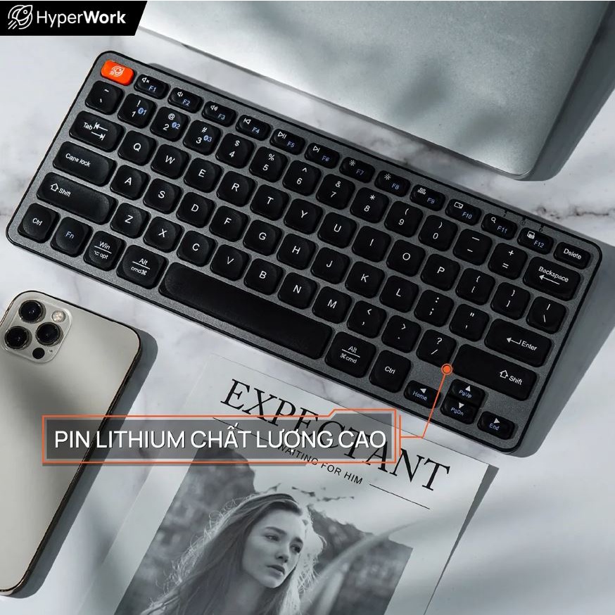 Bàn phím không dây HyperWork KB1 KB1 Plus / HyperWork KB2 Bluetooth - Hàng chính hãng