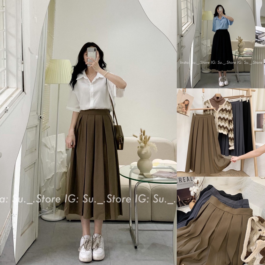 Chân váy dài xếp ly lưng chun CV225 SUSTORE