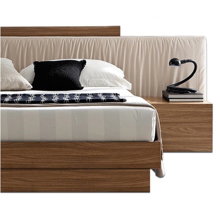 Bộ giường ngủ mặt nệm G197 Aniston gỗ công nghiệp màu nâu