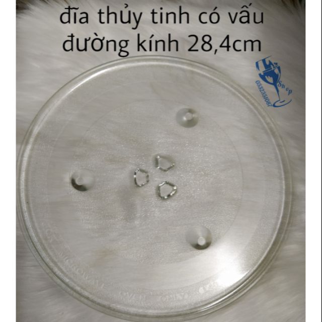 Đĩa thủy tinh chịu nhiệt trong lò vi sóng có mấu đường kính 28,4cm