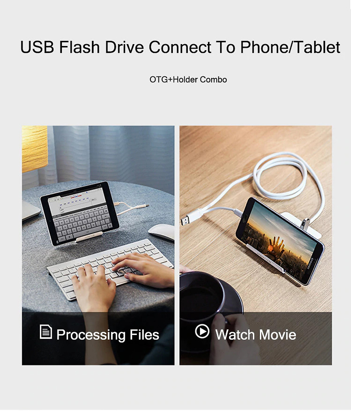 Hot Bộ chia 4 Cổng USB OTG HUB Chuẩn Type-C Kiêm Giá Đỡ Kết Nối Điện Thoại Với Chuột Và Bàn Phím Chơi Game Mobile