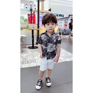 Áo sơ mi lụa cho bé trai size nhí 8-18KG