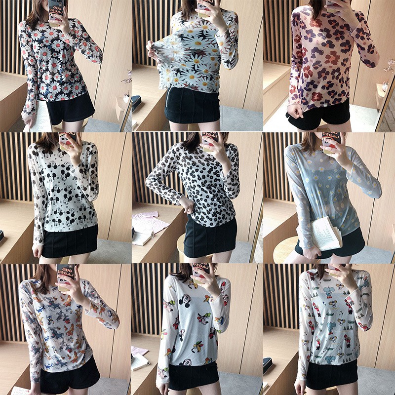 Fashion Korean Women Summer Beach Style Casual Floral Gauze Blouse Sunscreen Bikini Cover Up Tops T-shirt | BigBuy360 - bigbuy360.vn