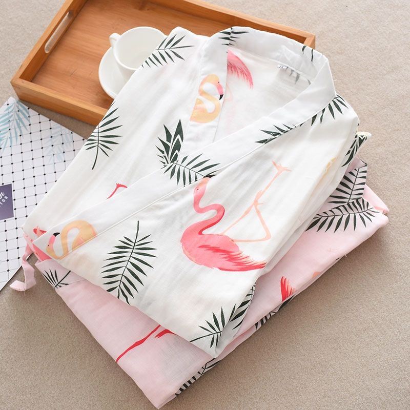 Áo choàng ngủ kiểu Kimono tay dài chất liệu Cotton thời trang mùa hè phong cách Nhật Bản cho nữ | BigBuy360 - bigbuy360.vn