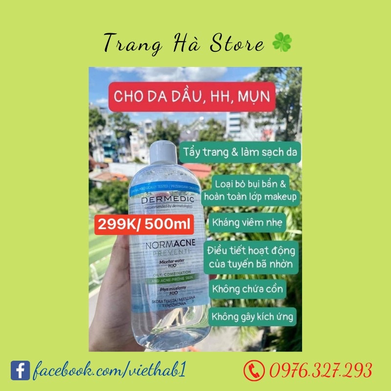 Nước tẩy trang Derm.edic