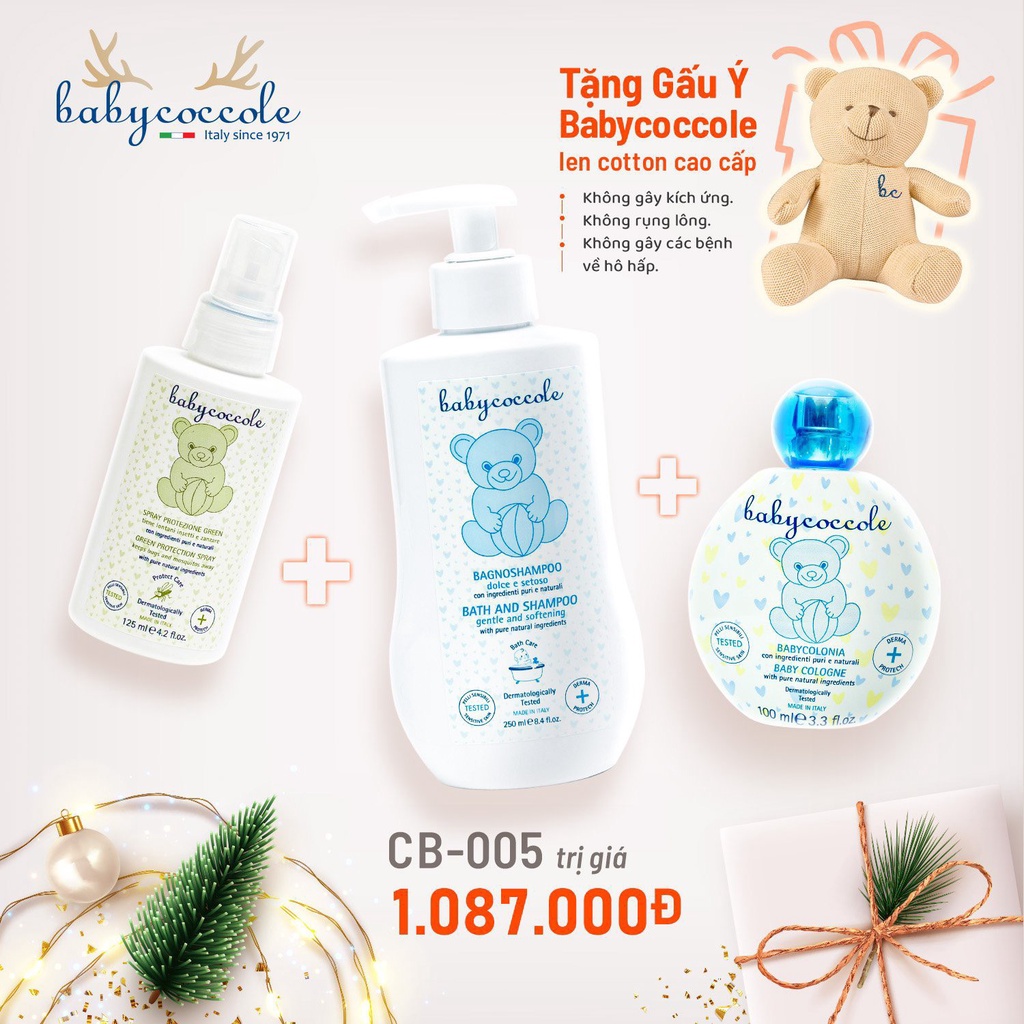 Combo Babycoccole 0M+ tặng kèm gấu Ý và Hộp quà