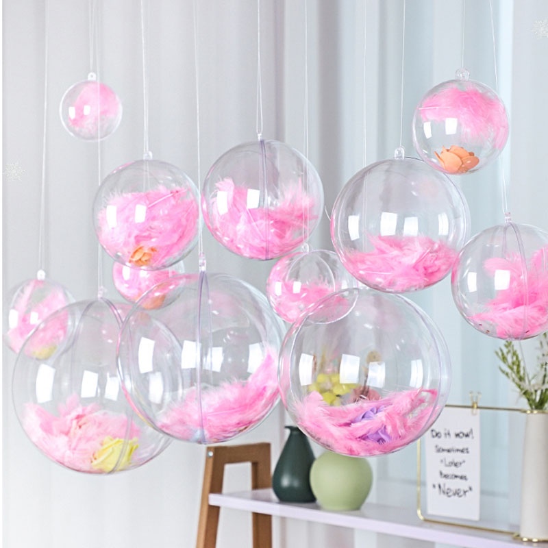 Trái Châu Bằng Nhựa Trong Suốt Kích Thước 5 / 6 / 8 / 10cm Dùng Trang Trí Cây Thông Giáng Sinh