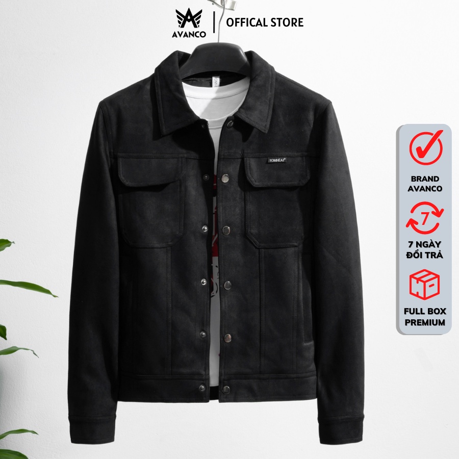 Áo khoác nam da lộn Jacket Avanco cổ bẻ mùa đông 2023, mặc lên dáng cực đẹp - DL23