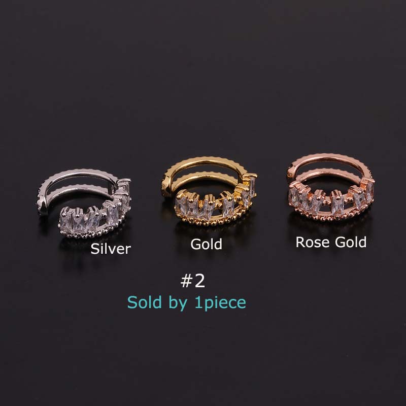 1 Khuyên Tai Mạ Vàng / Bạc Đính Đá Zircon Kích Thước 8mm thời trang