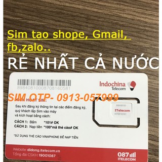 SIM itelecom giá rẻ tạo shopi,gmail, fb, zalo.. SIM 4G