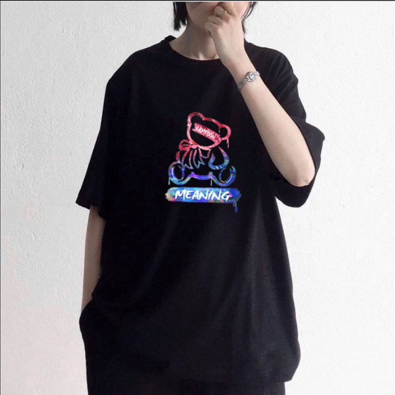 Áo thun Có sizeFull màu tay lỡ Unisex form rộng gấu Meaning