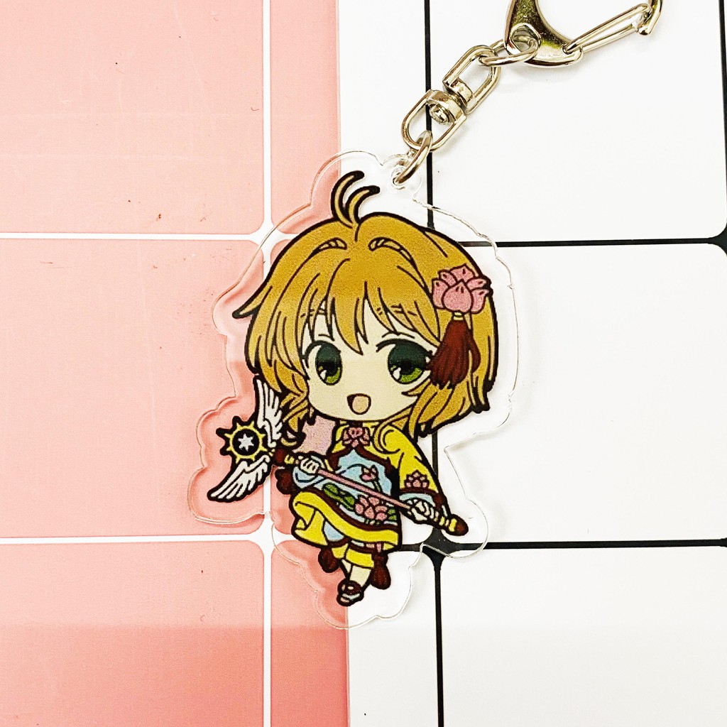 ( Mica trong acrylic ) Móc khóa Sakura Cardcaptor Thủ lĩnh thẻ bài ver3 quà tặng xinh xắn dễ thương in hình anime chibi