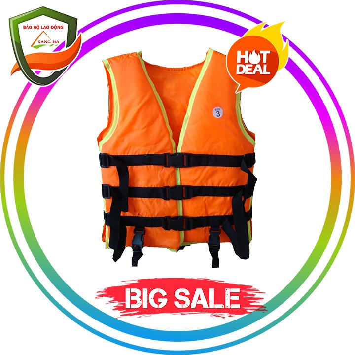 Áo phao cứu hộ, áo phao cứu sinh, áo phao bơi đủ size cho trẻ em và người lớn sử dụng tại Sang Hà hình thật