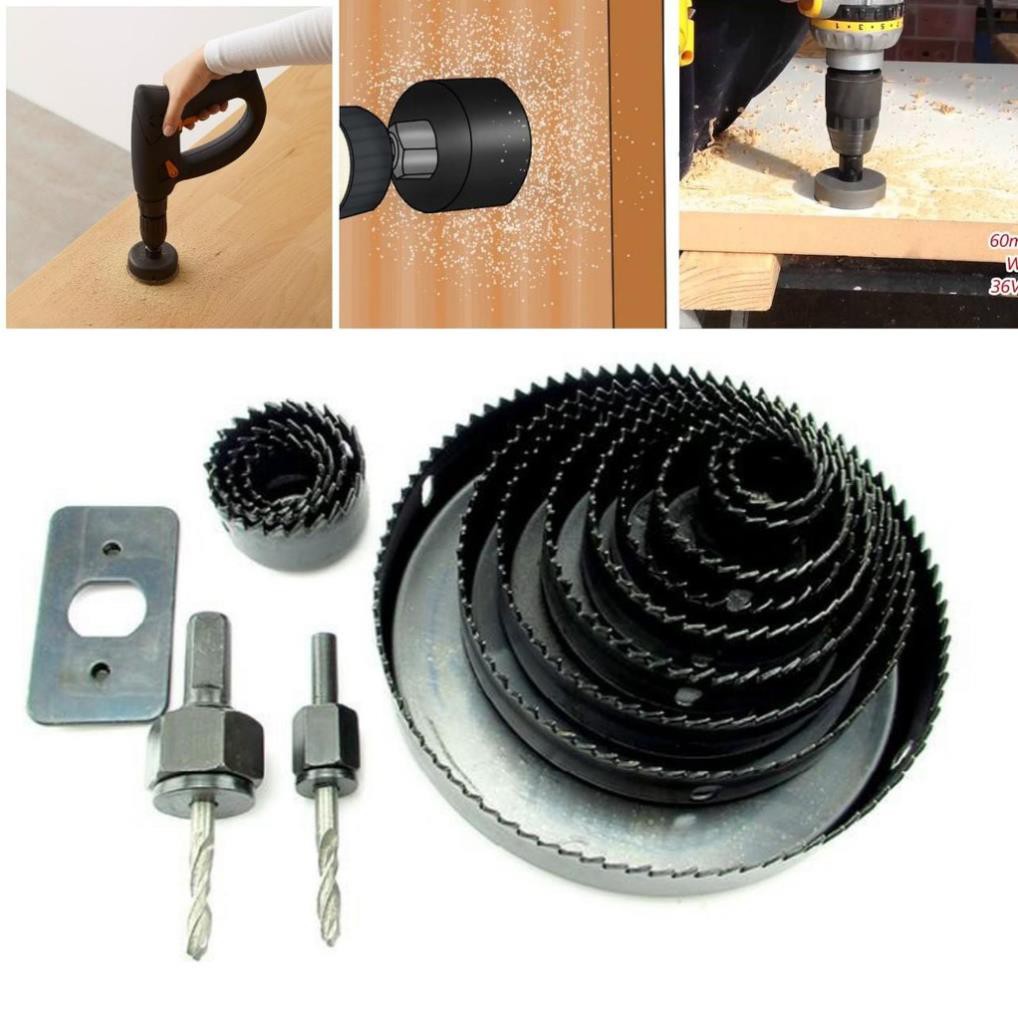 Bộ mũi khoét thạch cao-gỗ mềm 16 chi tiết-Thép carbon cao cấp