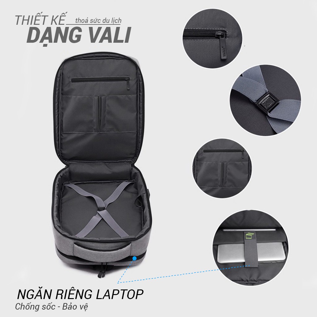 Balo nam nữ công sở cao cấp unisex chống thấm nước, đựng vừa laptop, thích hợp đi làm và du lịch N03