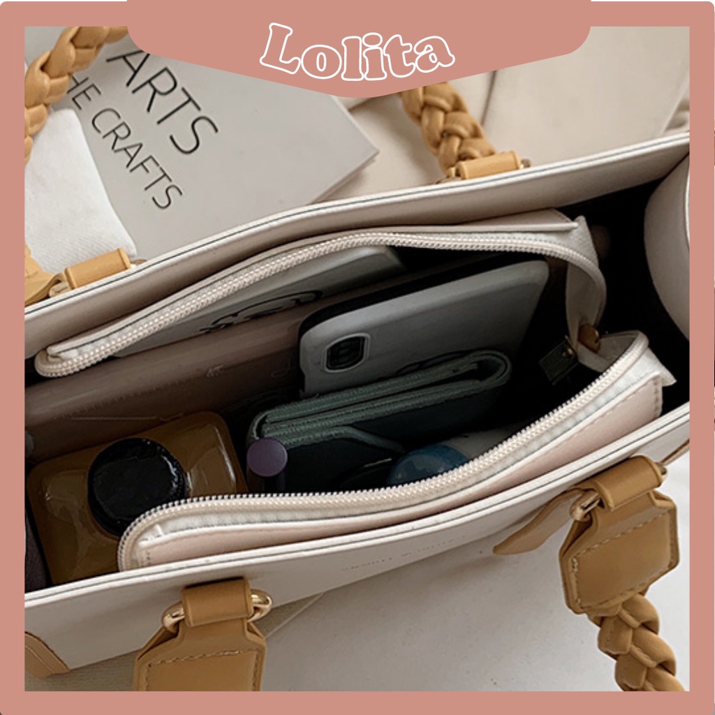 Túi Xách Nữ Tote Kẹp Nách LILAS Baggu Da PU Dây Đan Khoá Kéo