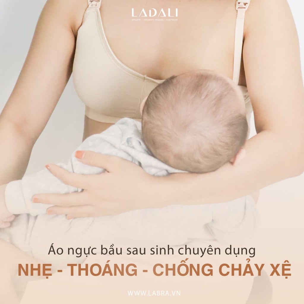 Áo ngực cho bé bú Ladali, áo lót sau sinh thiết kế bigsize chống tắc sữa, đồ lót không gọng S217 - Da, Xám