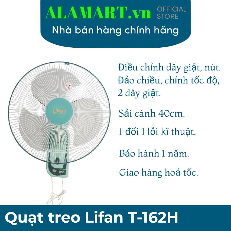 Quạt treo tường Lifan T-162H 2 dây giật đảo, tốc độ