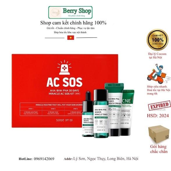 Bộ Kit Some By Mi AHA-BHA-PHA Dành Cho Da Mụn 4 Món AHA-BHA-PHA 30 Days Miracle AC SOS Kit