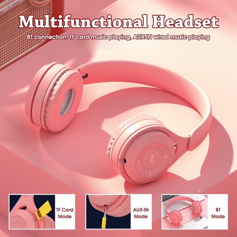 Tai Nghe Chụp Tai Y08 Bluetooth 5.0 Thẻ Tf Mp3 Aux In 3.5mm Kèm Mic
