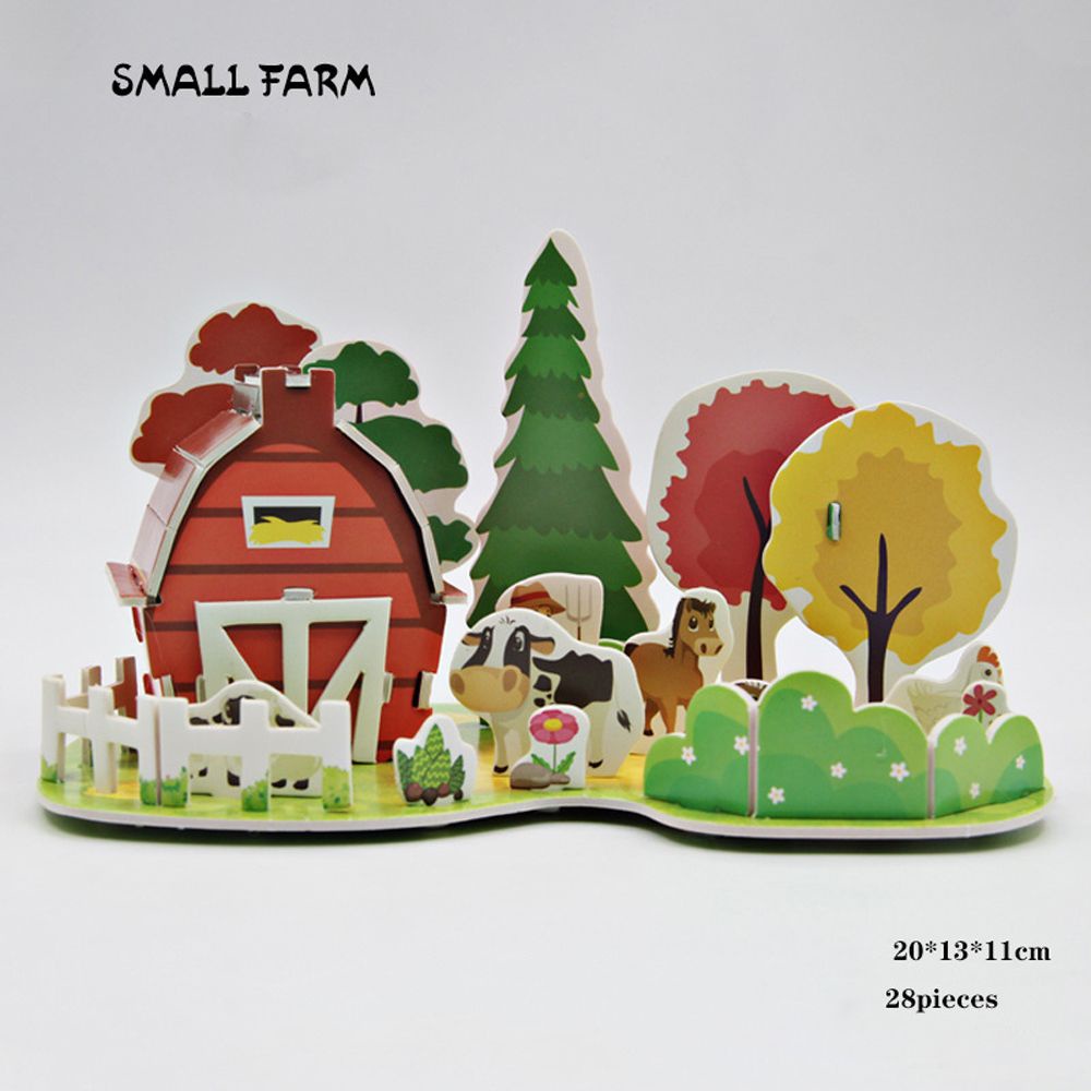 LANFY Children Gift House Villa Building Model Model Toy Educational Toys 3D Stereo Puzzle Puzzle Cartoon Puzzles Children Early Learning Creativity Kids Farm Zoo Puzzle