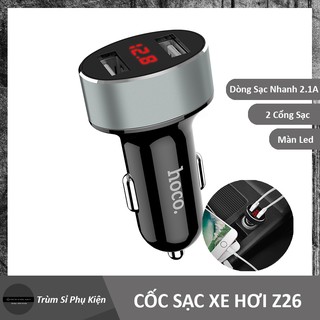 Cóc Sạc Xe Hơi Hoco Z26 2 Cổng USB Hiển Thị Dòng Điện (giá tốt)