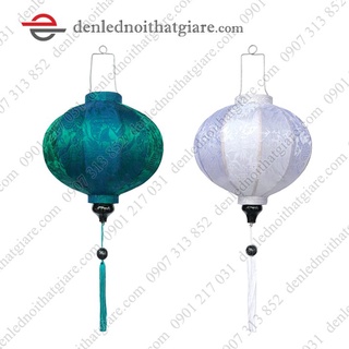 Đèn lồng hội an- màu lông công vải lụa 30cm kiểu tròn 100e30