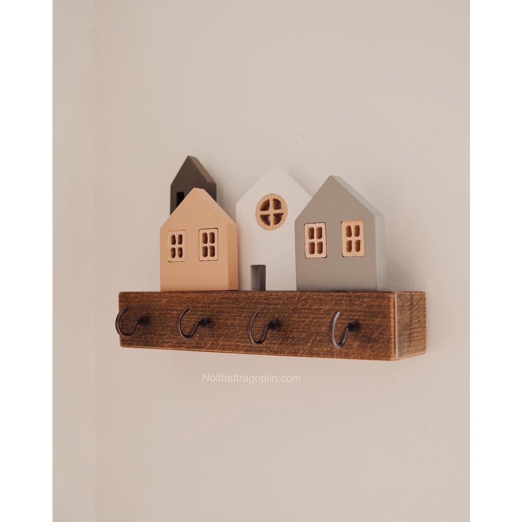 Móc gỗ treo chìa khóa ngôi nhà mẫu 01 và 02