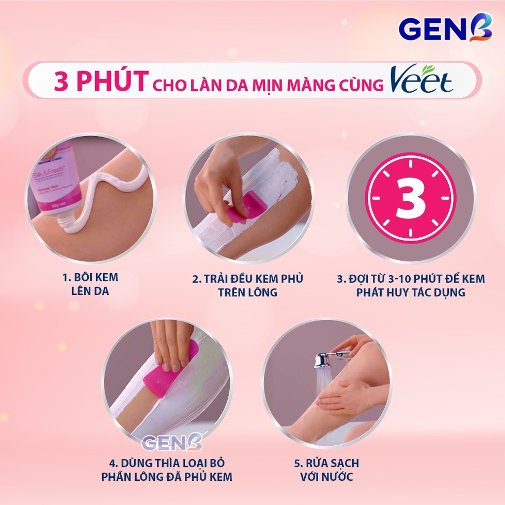 Kem Triệt Lông Nách,Chân,Bikini Vùng Kín Wax Lông Veet - Kem Tẩy Lông Veet Da Nhạy Cảm,Thường- Triệt Lông Vĩnh Viễn GENB