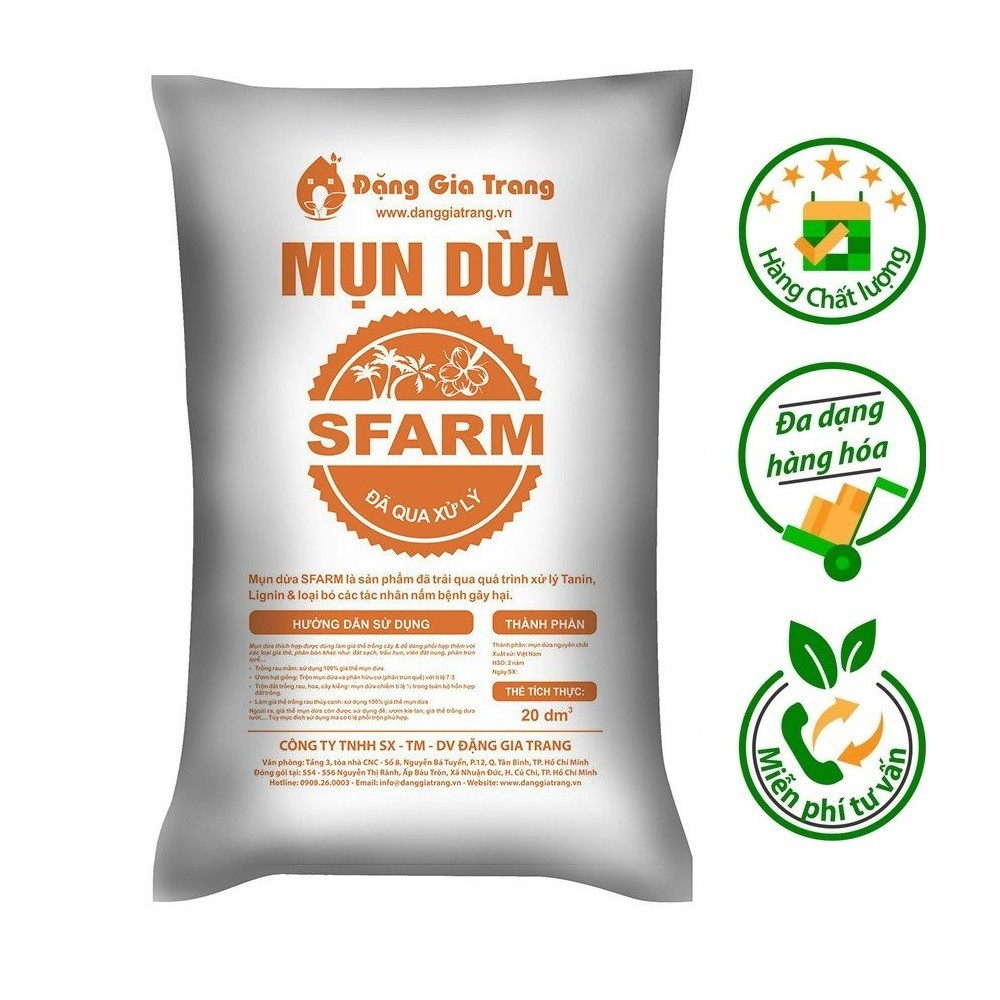 ⚡Ship Hỏa Tốc⚡ Giá Thể Mụn Dừa Sfarm Đã Qua Xử Lí Mầm Bệnh (20dm3) - An An Saigon