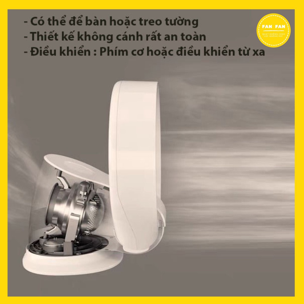 Quạt Không Cánh Treo Tường Để Bàn CR309 - 3 Tốc Độ Gió - Gập 180 Xoay 120 Đô – Điều Khiển Từ Xa Hoặc Phím Cơ