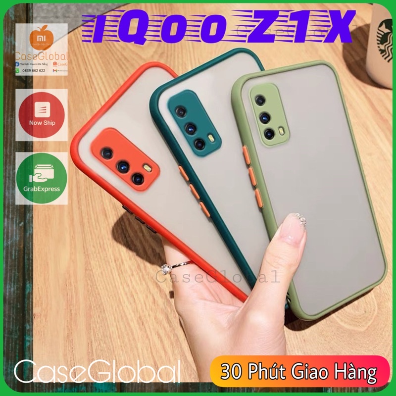 Vivo iQoo Z1x ốp lưng nhám viền màu chống sốc các góc Chống bám vân tay cho Điện thoại Iqooz1x