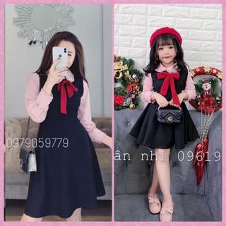 Đầm váy thắt nơ xinh cặp mẹ con