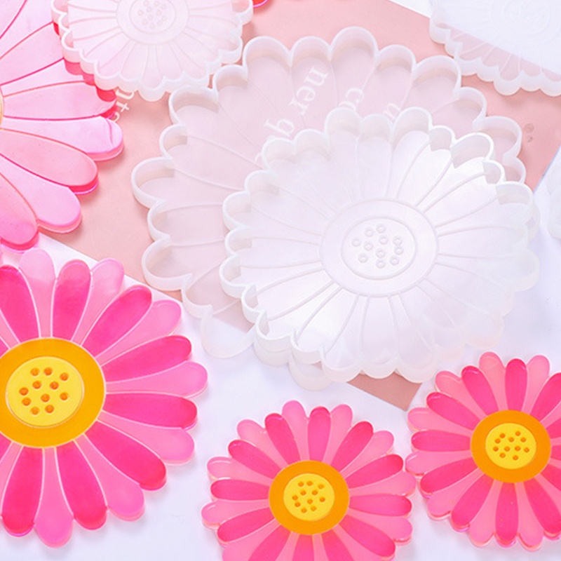 Sa Set 5 Khuôn Silicon Làm Đế Lót Ly Hình Hoa Cúc Xinh Xắn