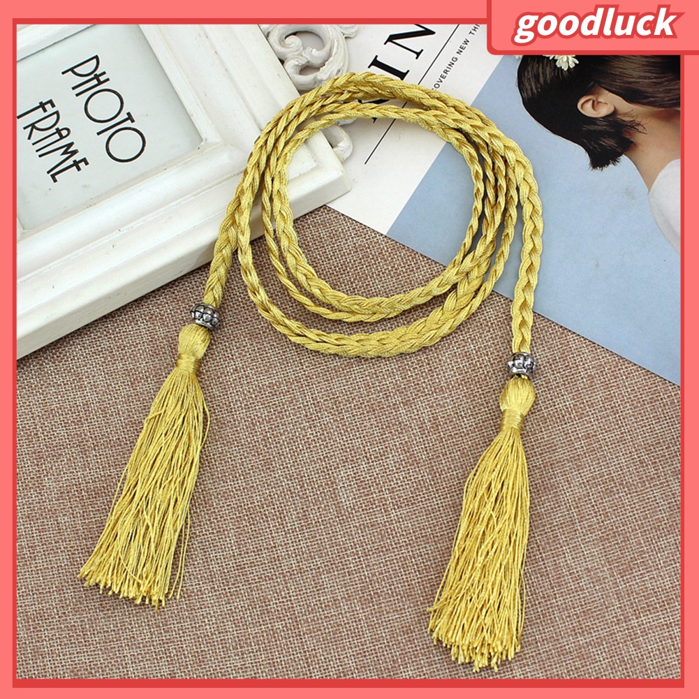 Thắt Lưng Dây Bện Phối Tua Rua Thời Trang Cho Nữ