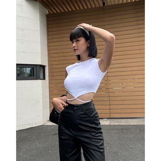  Croptop ba lỗ dây thắt eo ONHOUSE chất thun gân