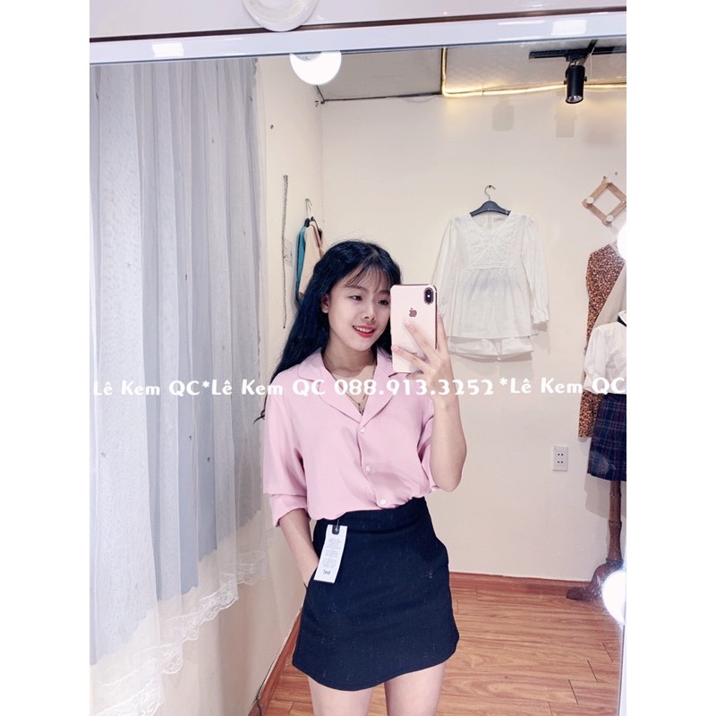 Áo Sơ Mi Tay Dài Trơn Cổ Vest Hàng Quảng Châu Chất Mịn Mát