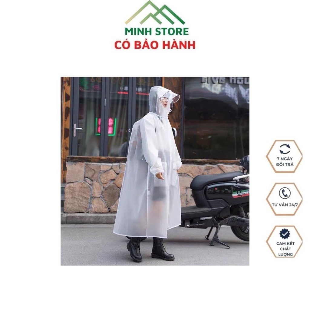 Áo Mưa Cánh Rơi Hàn Quốc Có Kính Che Mặt Trong Suốt Trắng Chất Xịn