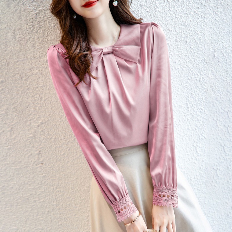 Áo ZANZEA tay phồng cổ tròn chất liệu satin phong cách Hàn Quốc thanh lịch dành cho nữ