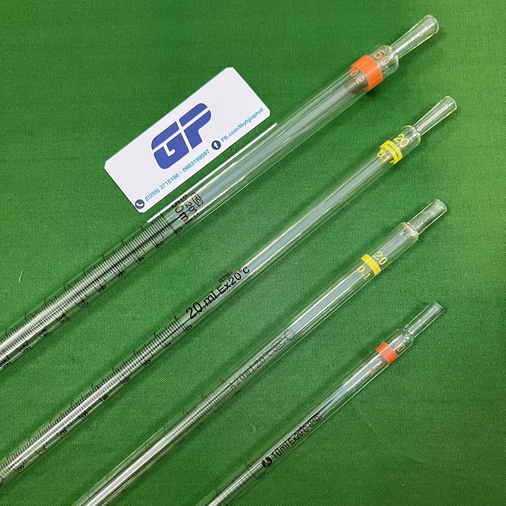 PIPET THUỶ TINH THẲNG 1ml-2ml-10ml-20ml-50ml DÀI 30CM DÙNG TRONG PHÒNG THÍ NGHIỆM