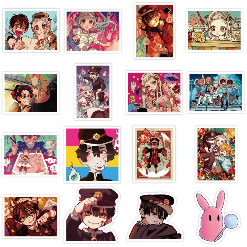 Miếng dán Sticker Anime Manga Jibaku Shounen Hanako-kun (Toilet-Bound) trọn bộ 100 hình - In rõ ràng sắc nét khó tróc