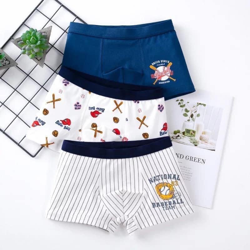 Set 3 Quần Chip Bé Trai Cao Cấp Vải Cotton Dành Cho Bé Trai 14-45kg